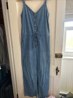 GAP Light Blue Denim Wide Leg Jumpsuit